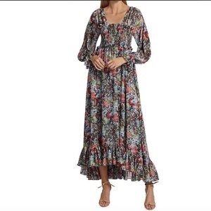 CINQ A SEPT Leigh powder‎ blue multi maxi dress, size S.